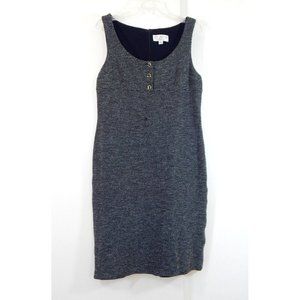 ST JOHN COLLECTION MARIE GRAY sweater dress knit FLAWED sleeveless black gray 12